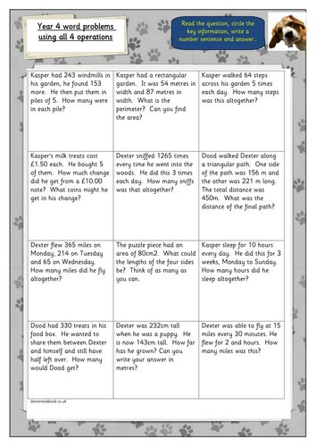 two step word problems year 4